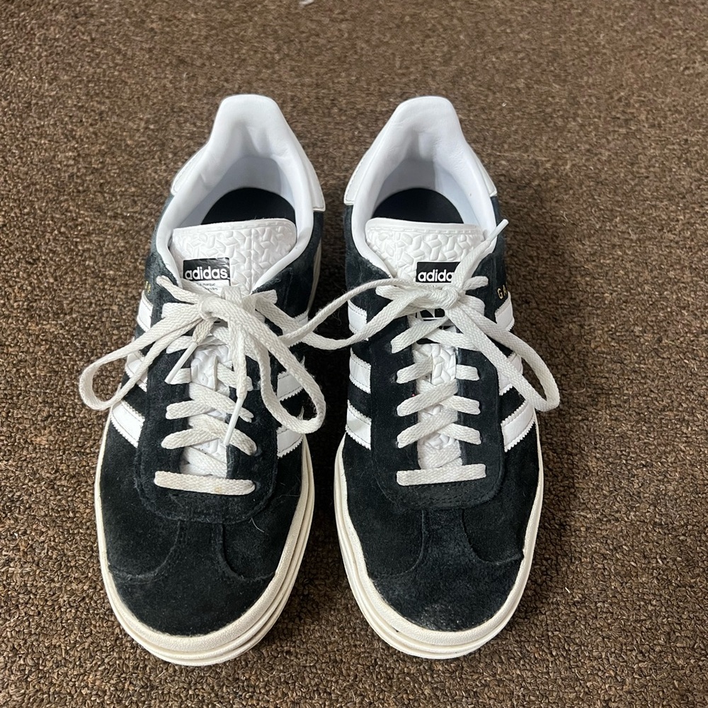 Adidas Womens Black and White Gazelle Bold Shoes